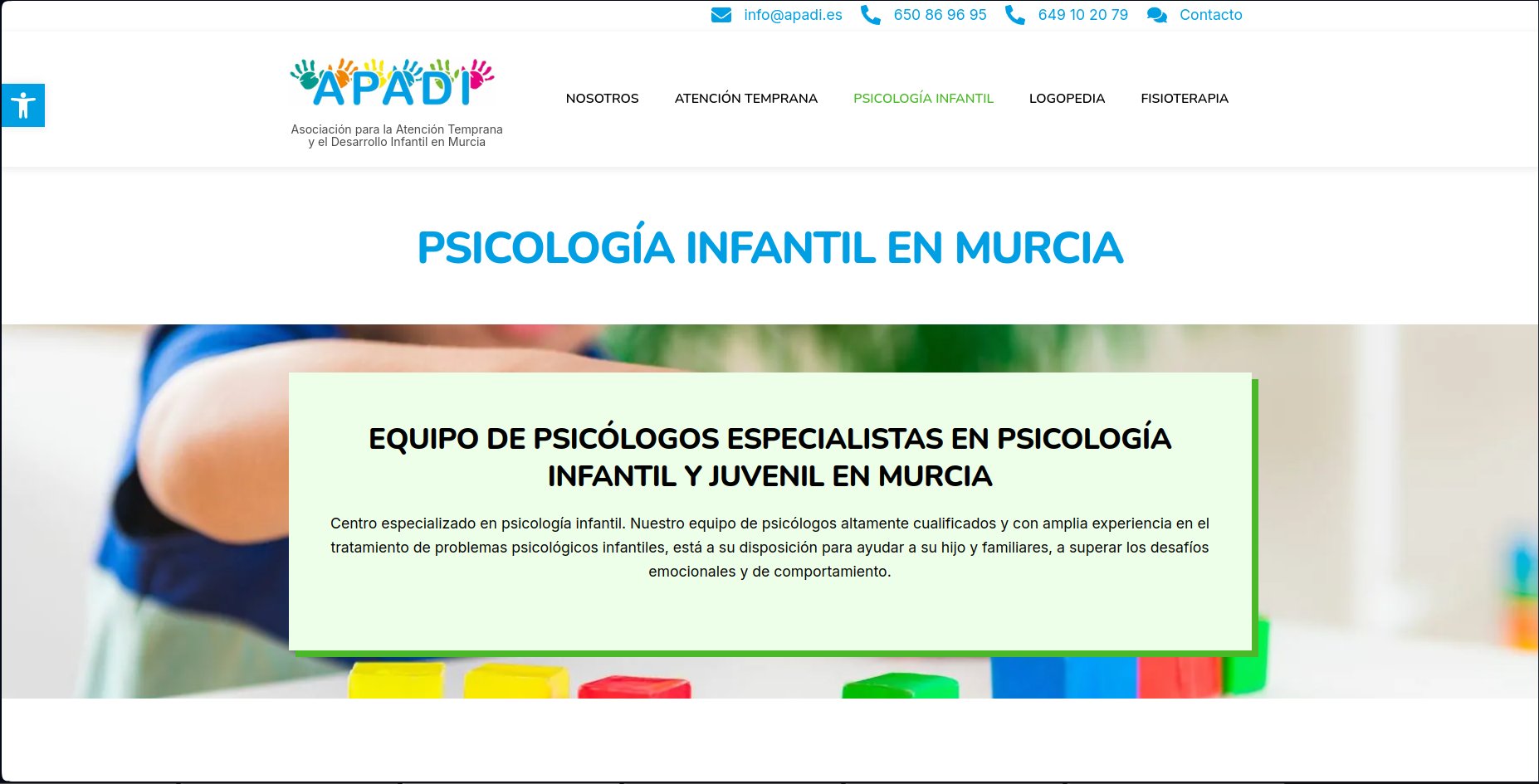 Diseño web de APADI - Psicólogos en Murcia