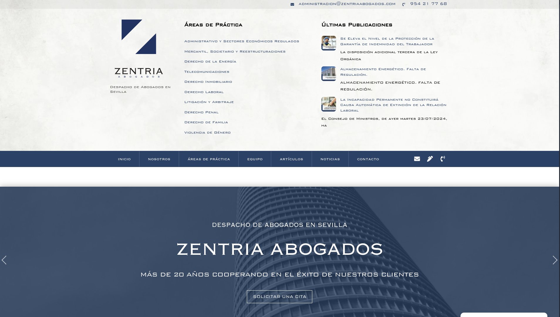 Diseño web de Zentria Abogados - Despacho de Abogados en Sevilla